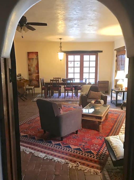 Living room, seating and dining table.
