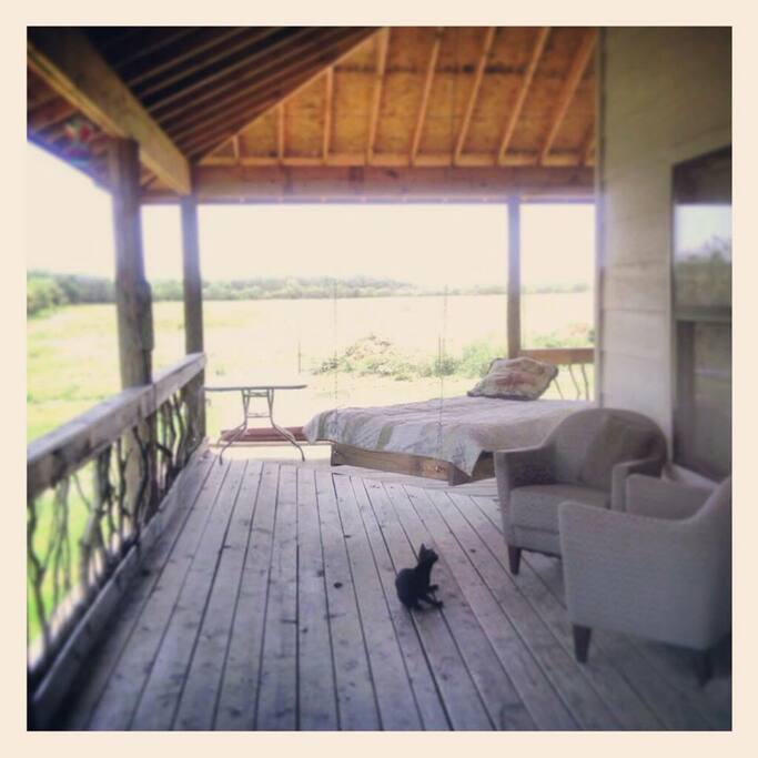 Huge wrap around porch with both the sunset and sunrise views.