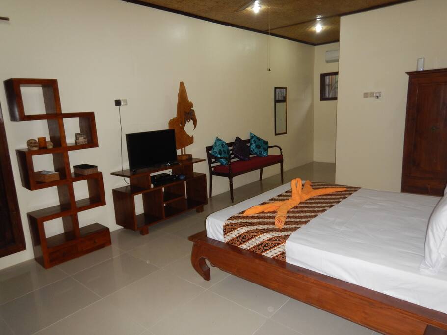 Teak furnature with 32" flat screen TV with International channels