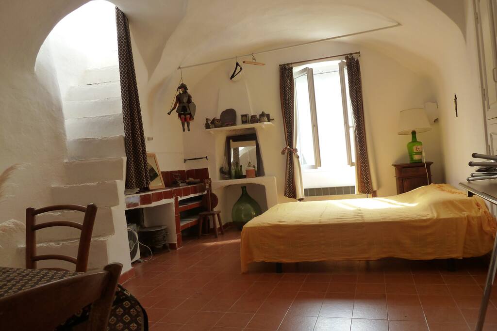 Double room 1 interior stairs take you to its private sheltered terrace