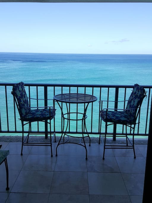 Incredible ocean front views of the deep blue pacific ocean from the private balcony
