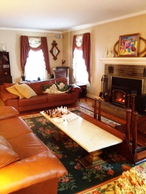 Living Room with big fireplace