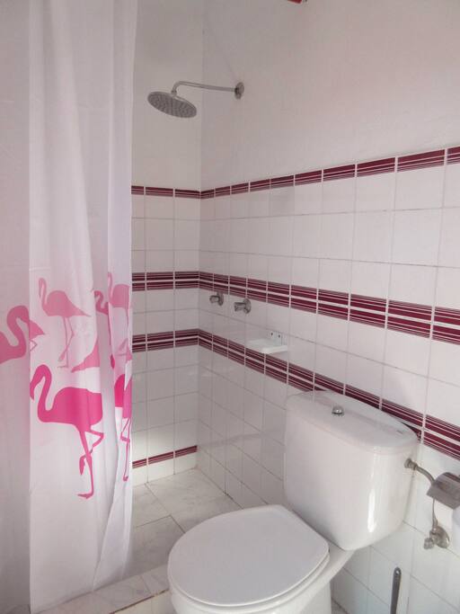 There are 2 bathrooms with showers for our camper