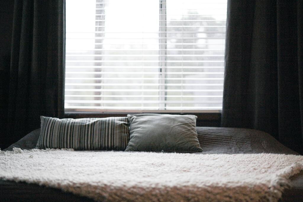 Plush and cozy California King bed with memory foam mattress