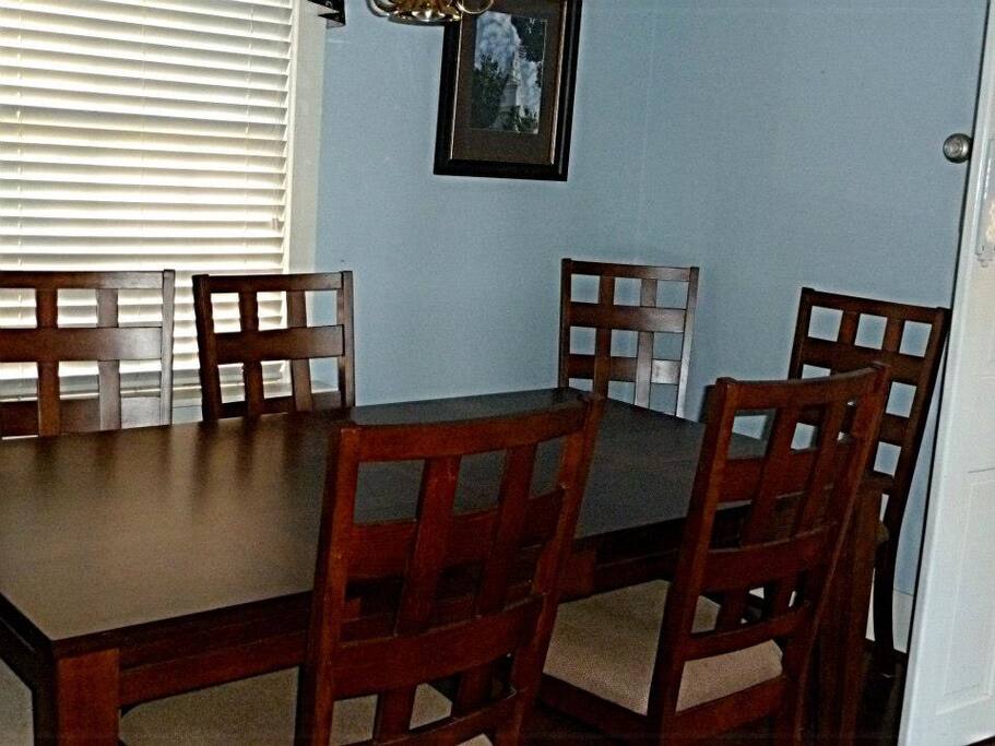 The shared dining room is used for continental breakfast and other meals, as needed.