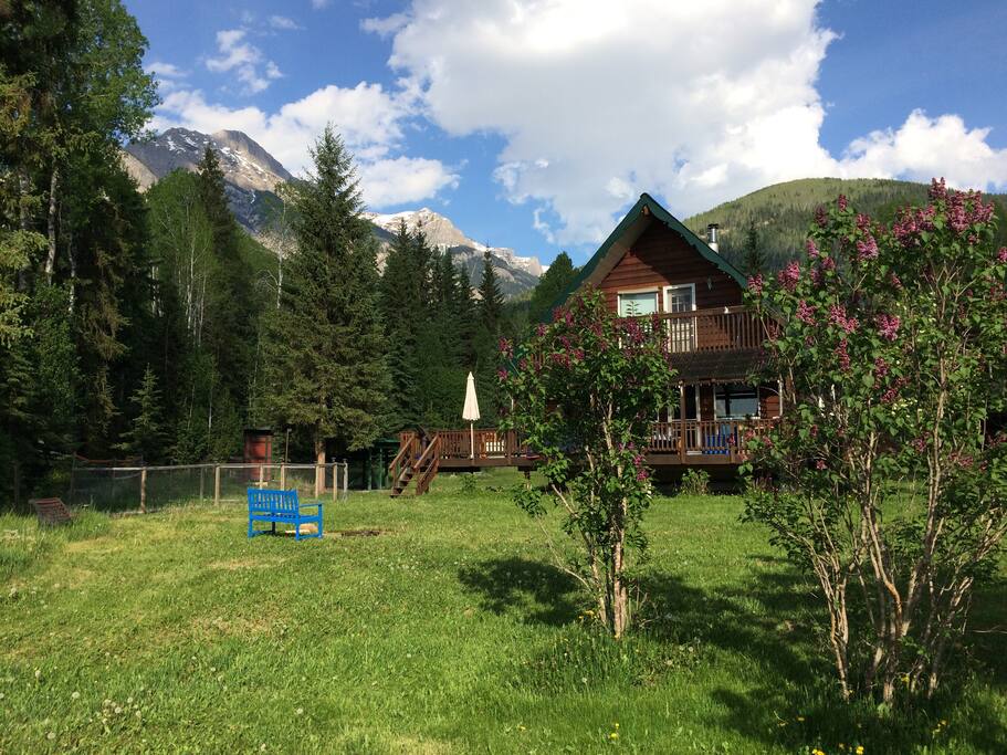 Our home from the front with beautiful peaks in the background