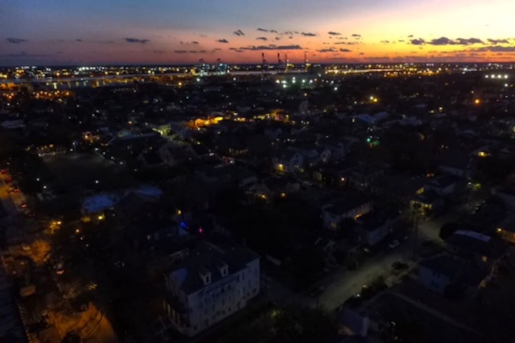 After careful review, the Napoleon House can be seen in this aerial view in the bottom left-hand corner showing you the size of this antebellum.