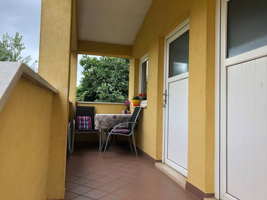 Terrace in front of the rooms