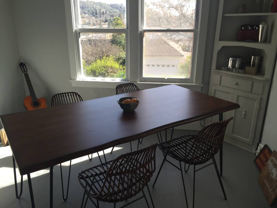 Large dinning table. Eat with a view of downtown!