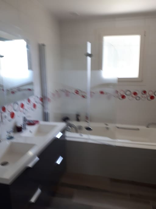 salle de bain pour les deux chambres si louées toutes les deux