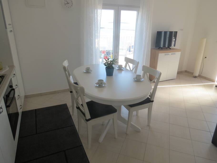 kitchen - dining room - living room