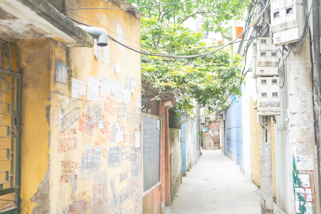 The alley leading to our home on the right