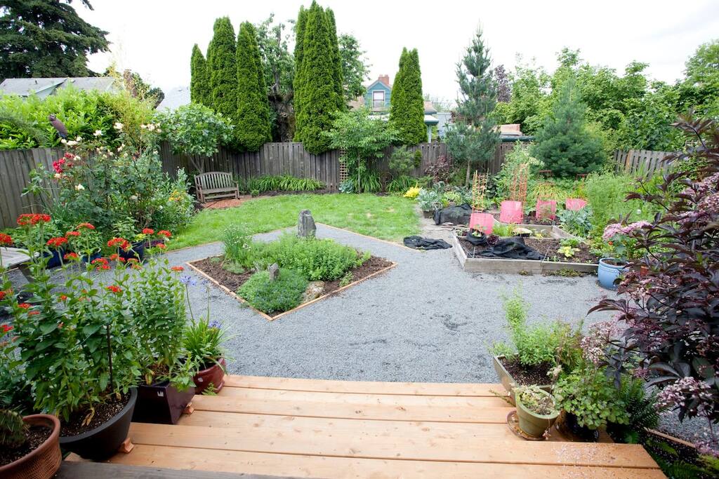 Backyard for relaxing or for grilling and eating space.