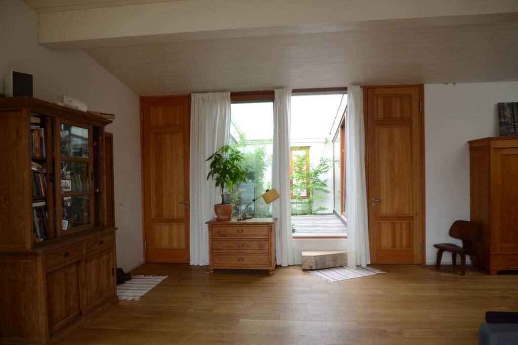 Living room with patio view
