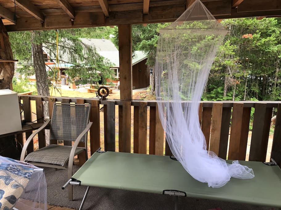 Camping cots are provided as well as mosquito nets, just in case.