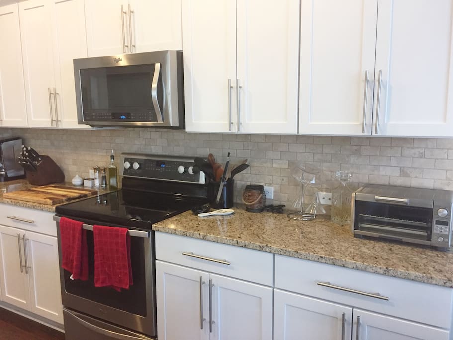 Kitchen with new stainless steel appliances