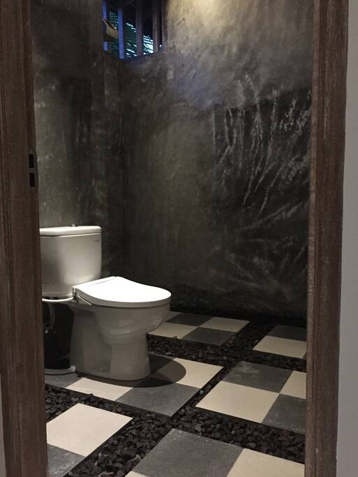 Bathroom with natural shower