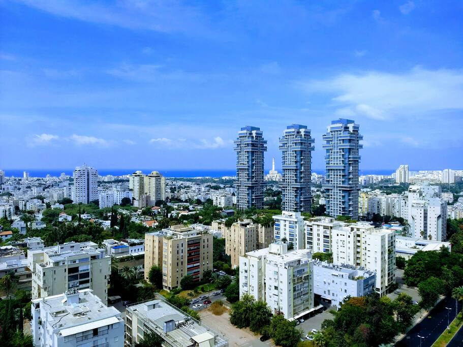 View from the balcony overlooking the city and sea
