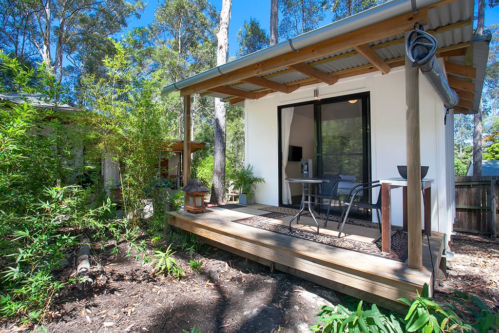 Cabin is easily accessed via board walk and has glass sliding door with fly screen