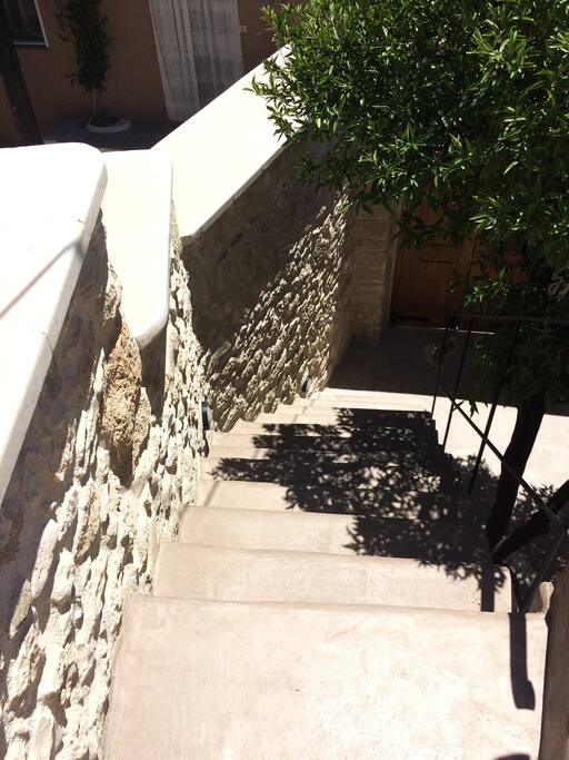 Stairs from the patio...