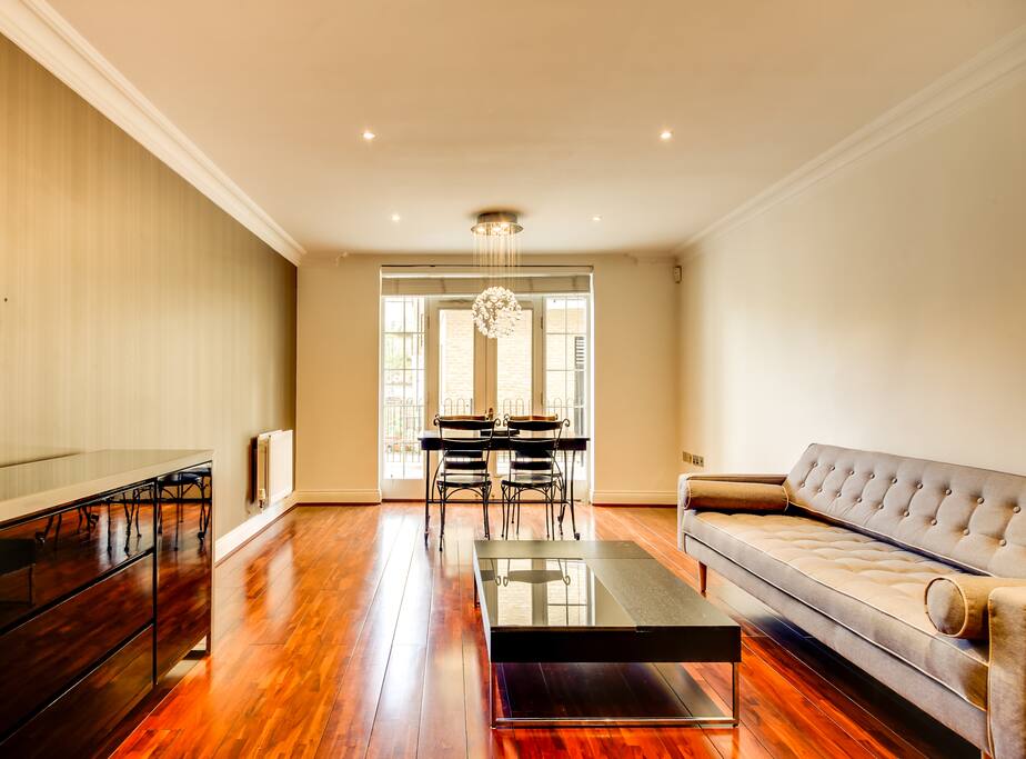 The living room is bright and airy.