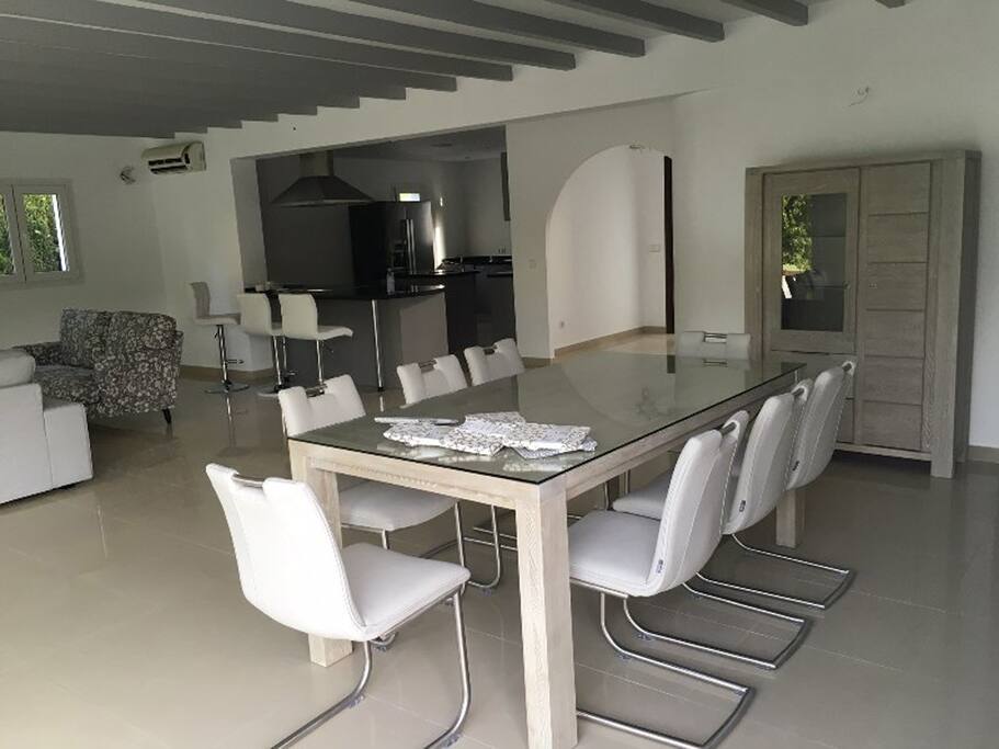 Dining table with seating for eight