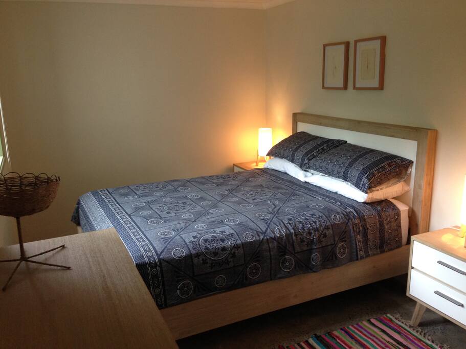 Bedroom 1 has a Queen size bed and built in robe for hanging space