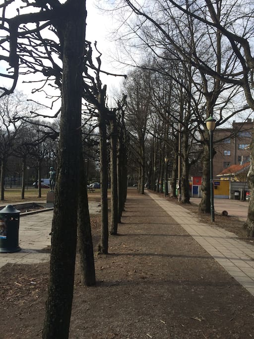 Park rett utenfor døren med busstopp i UMIDDELBAR nærhet.