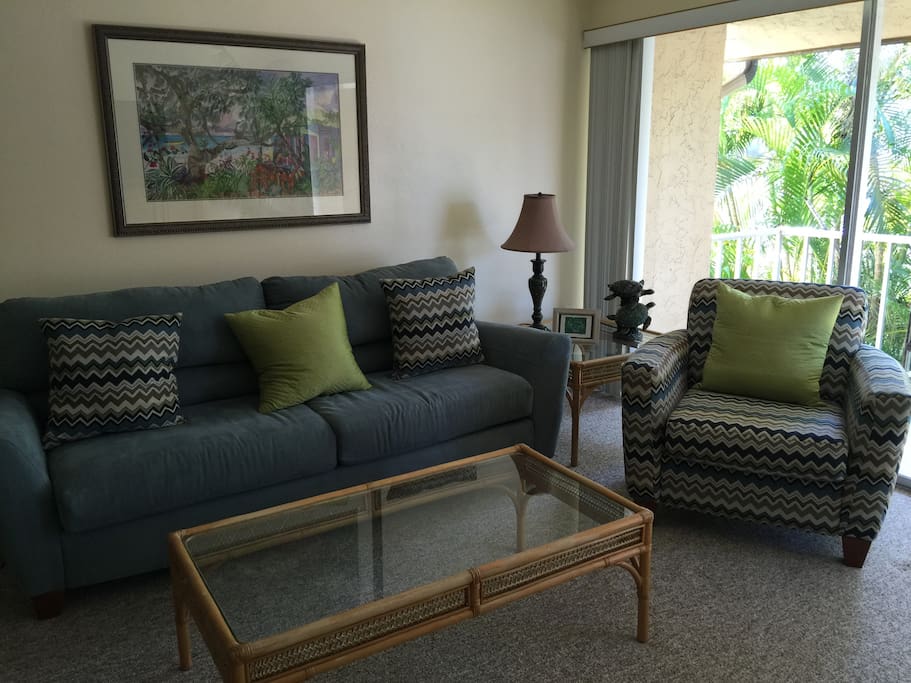 Comfortable seating. New Living Room set includes pull out sleeper