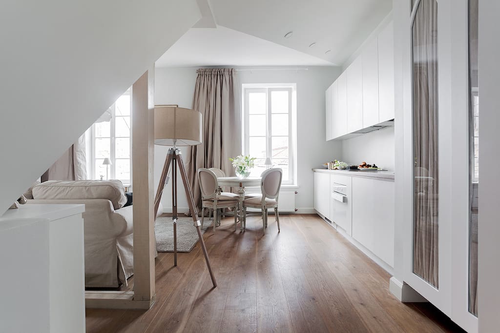 Luxury apartment on the center of old town. Living room-kitchen.