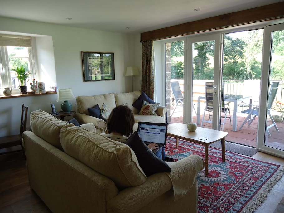 Full length windows onto terrace and views