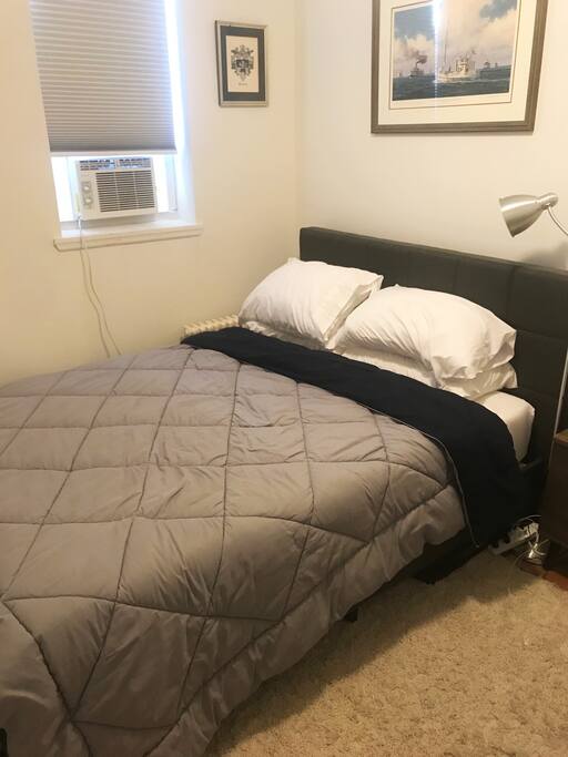 Bedroom with Queen-Size Bed, Side Table, Reading Lamp