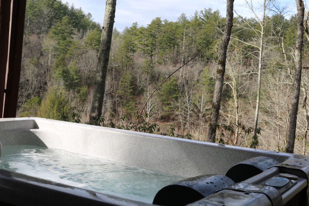 Terrace level hot tub