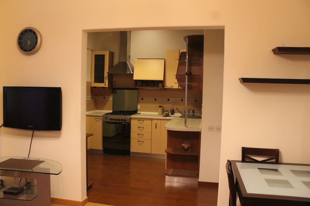 Living room with kitchen