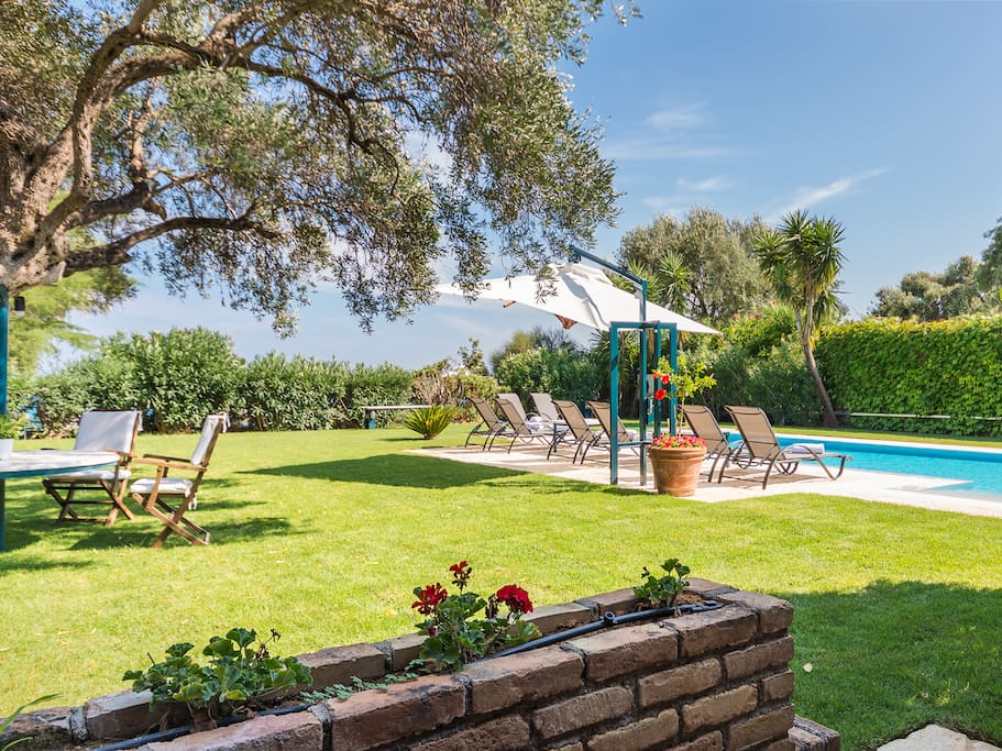 Large Private Garden and Pool area on the Barbati Seafront
