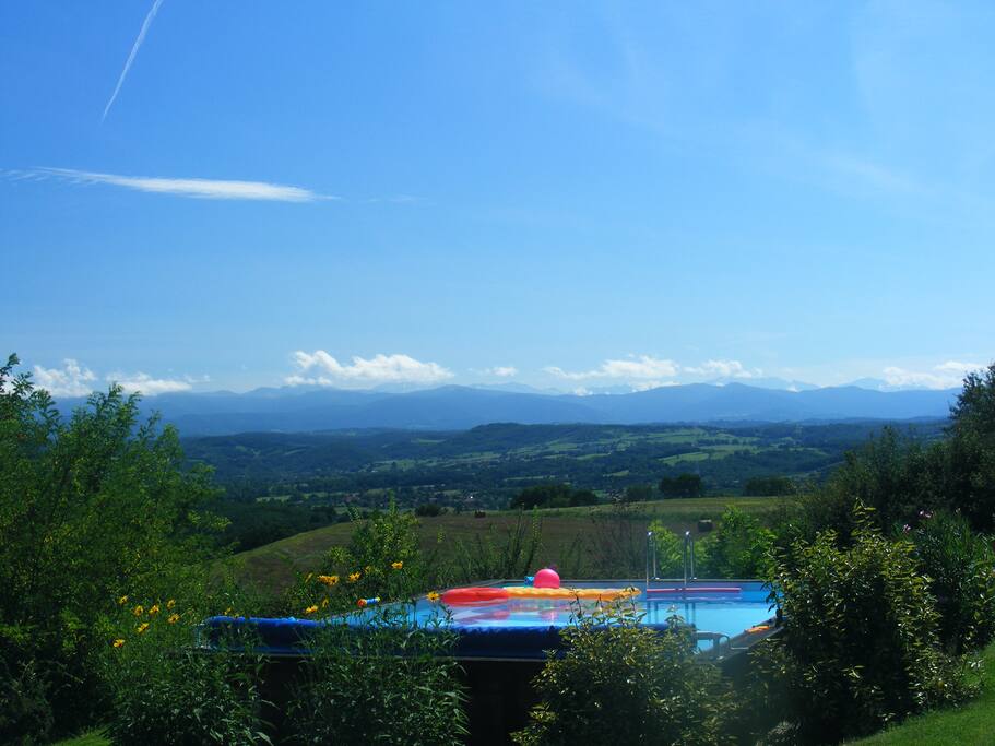 Pool with view to mountains