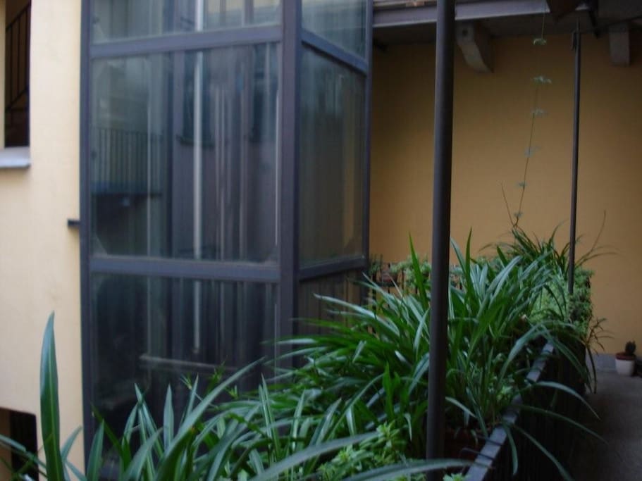 Private locked balcony shared with my sister to access the apartment