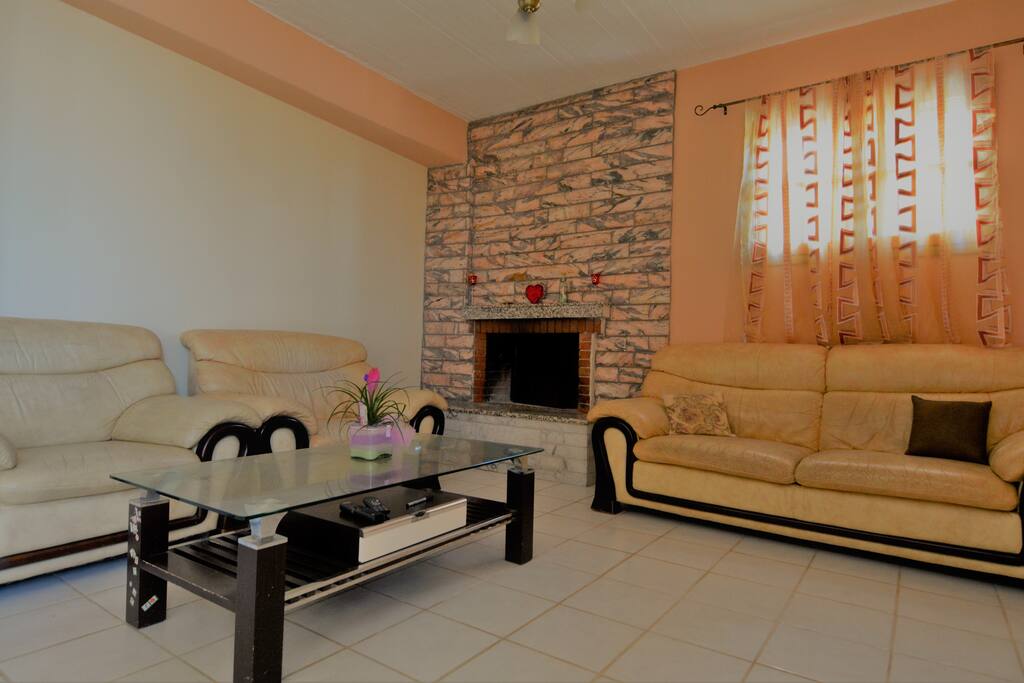 Fireplace in the open plan living room