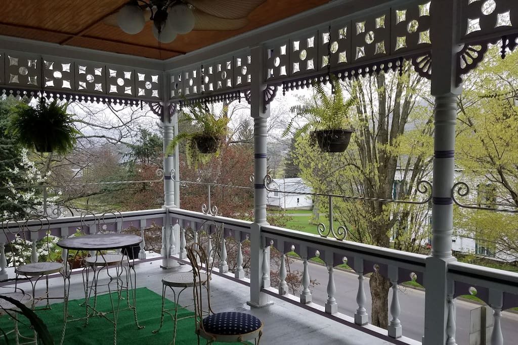 Inviting second story open air porch