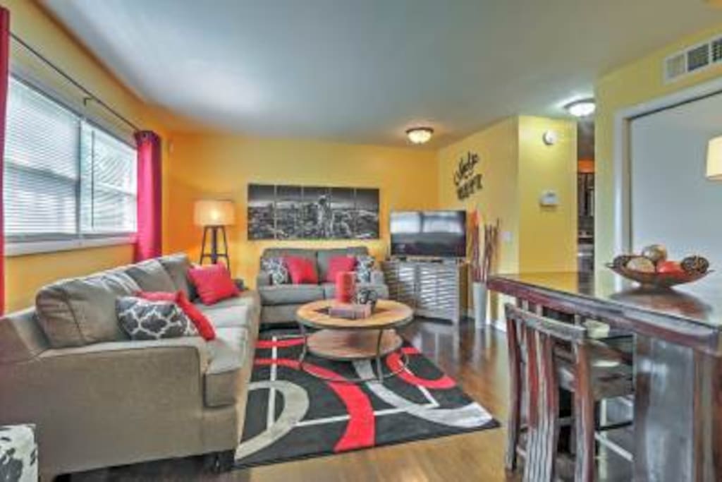 You'll be spending time in the vibrant living room, where you can unwind in style!