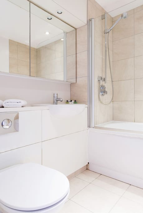 Bathroom with shower over bath