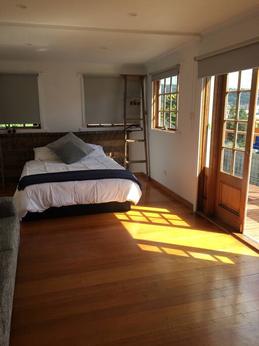 Master Queen bedroom, filled with sun and has a separate heater.