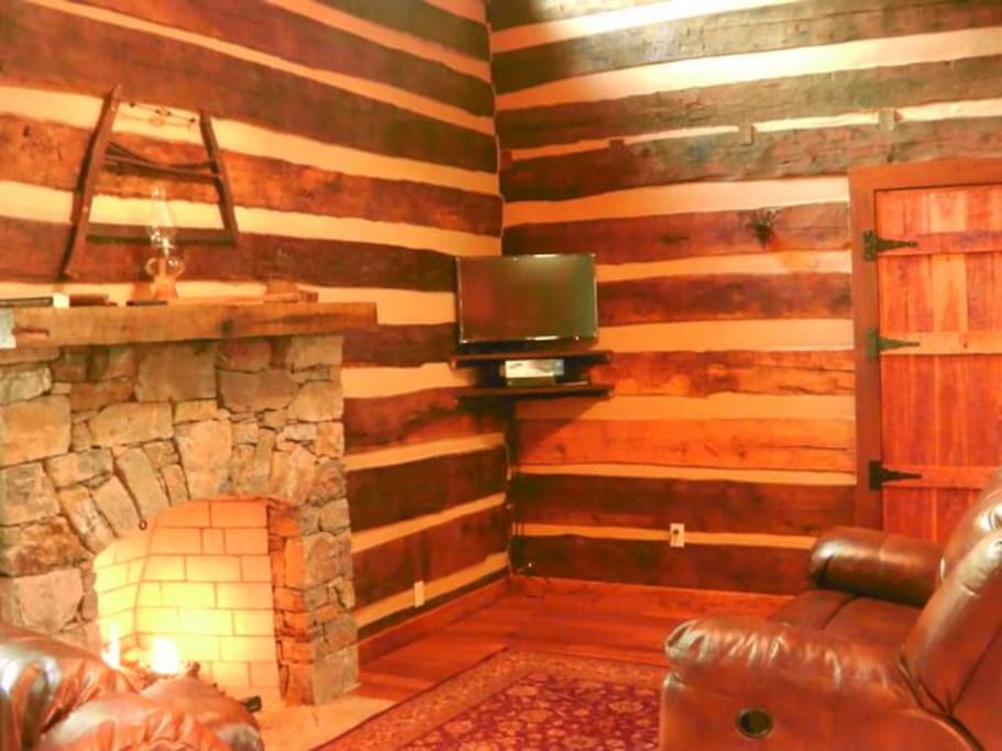 Living area with gas logs