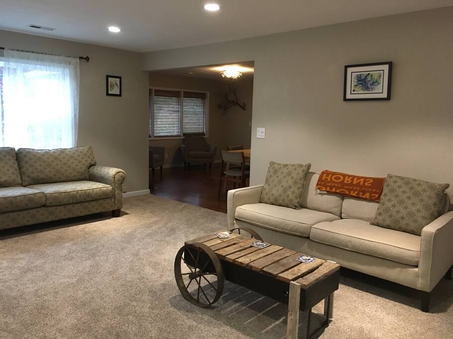 The living room is great for watching TV, reading, or playing one of the games we have provided.