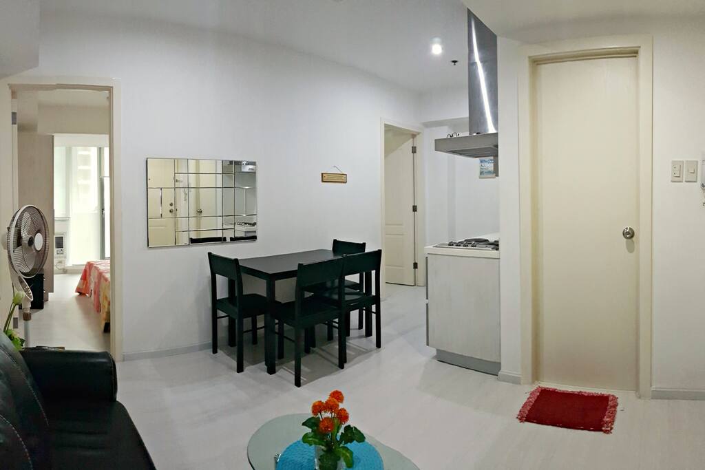 Living area and kitchen