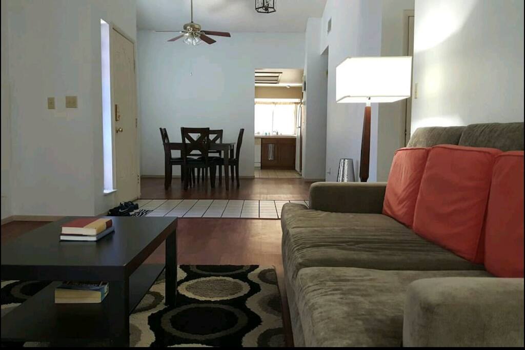 Open floor plan showing living & dining room