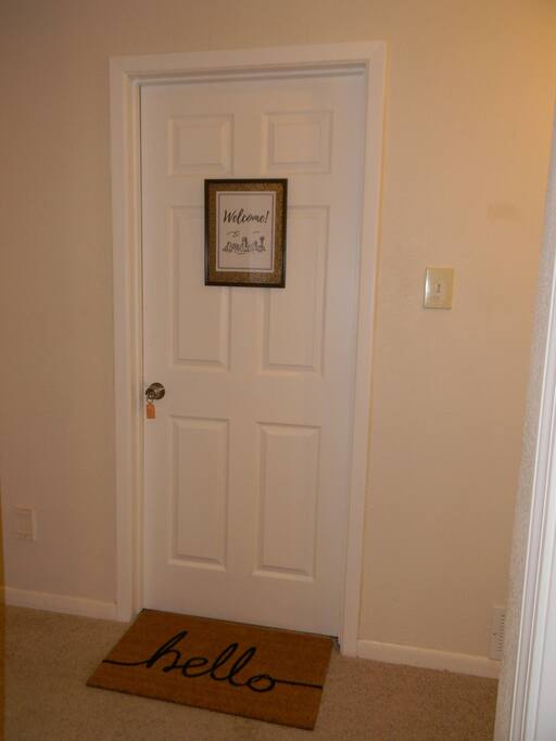 Be Our Guest! Your private room with key pictured here. Immediately to your left is the bathroom door just steps away.