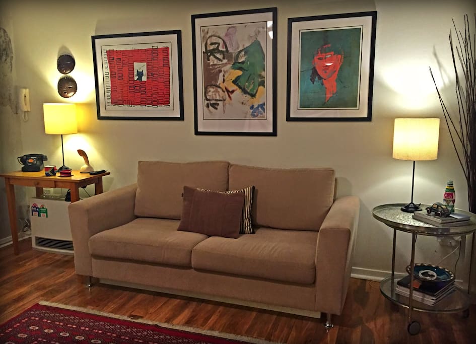 The lounge room showing the new artwork