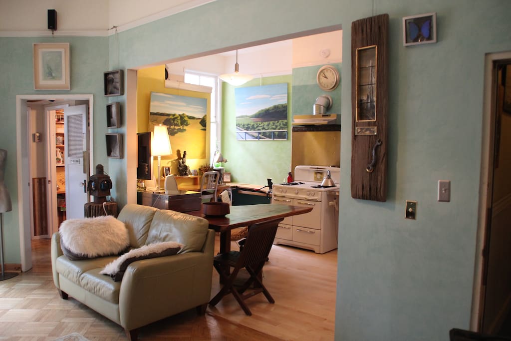 The Livingroom has been re done in celadon veneciano, and the kitchen has a new floor.