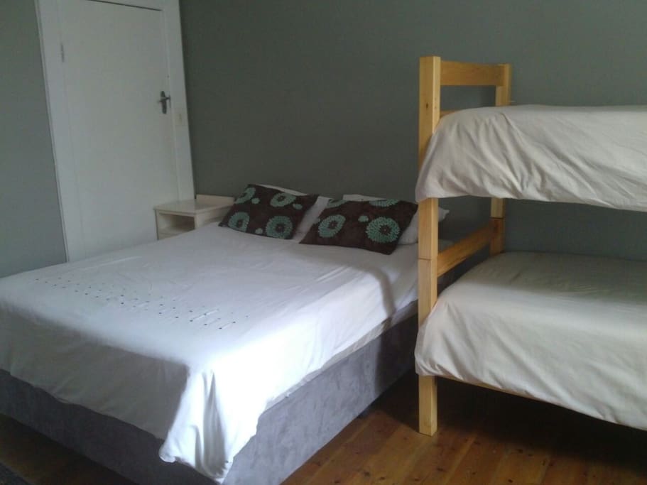 There is a Queen and a bunk bed.